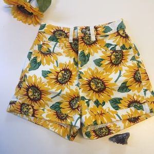 American Apparel High Waist Sunflower Shorts
